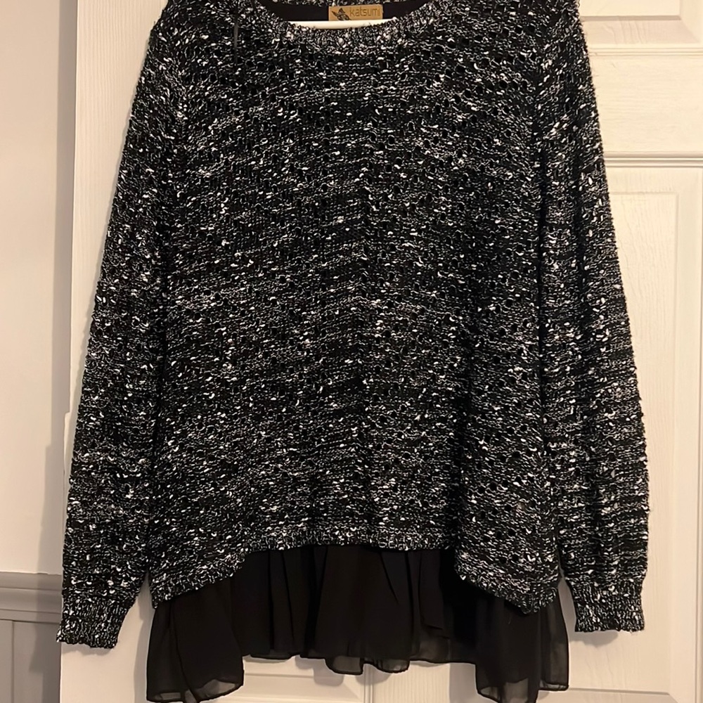 Black and white marled sweater